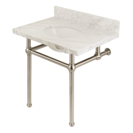 Fauceture 30X22 Marble Vanity Top W/ Brass Feet Combo, Marble/ Nickel KVPB3030MB8